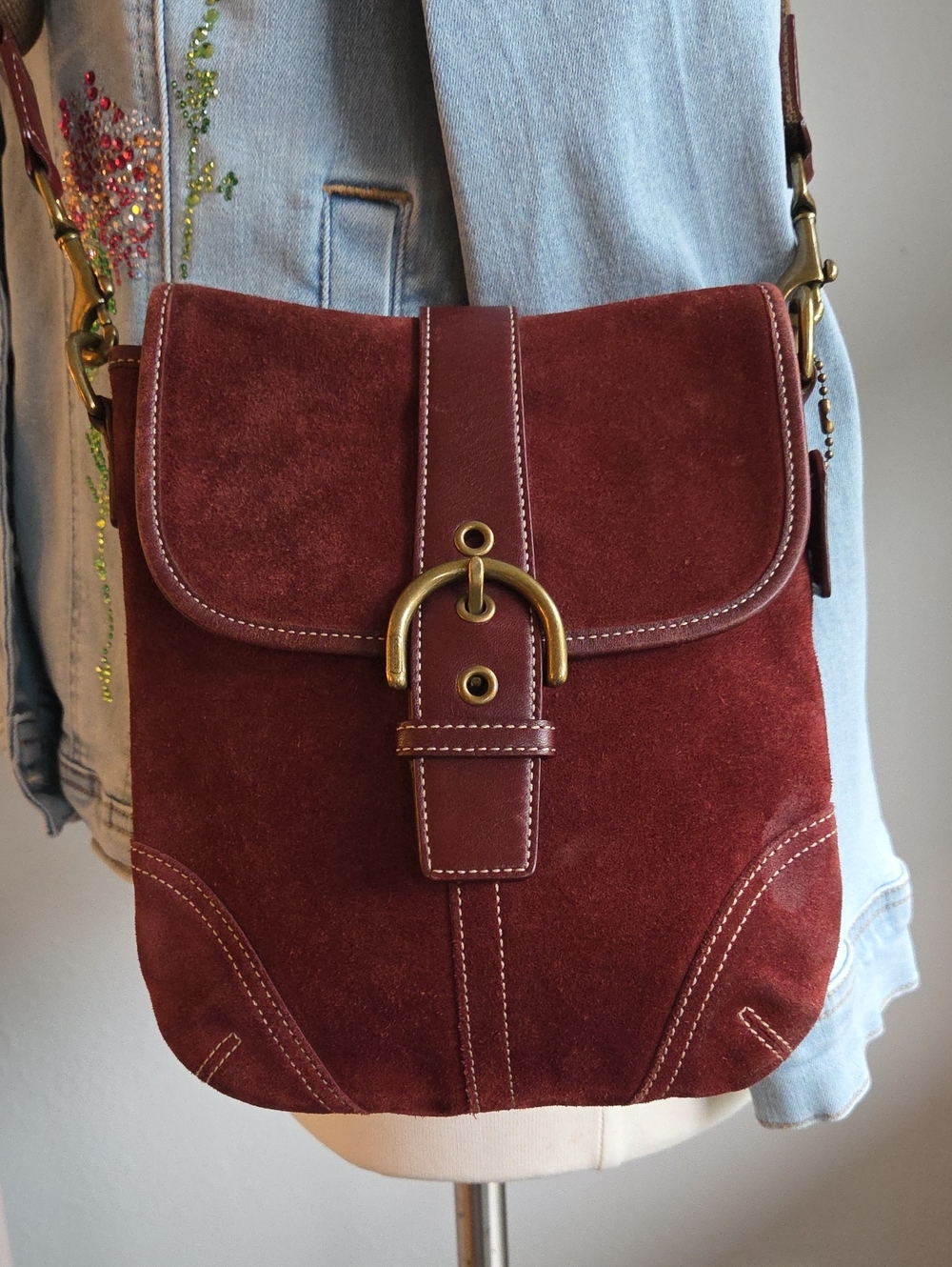 COACH Burgundy Soho Suede Crossbody Bag